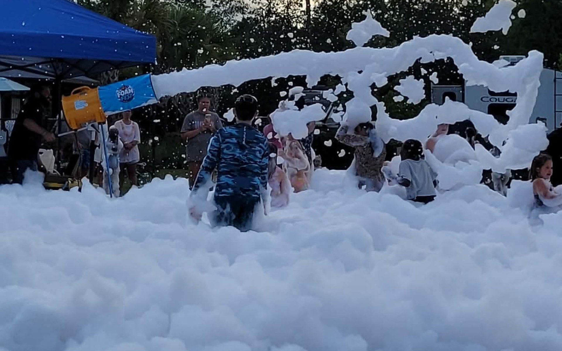 Foam party at a resort